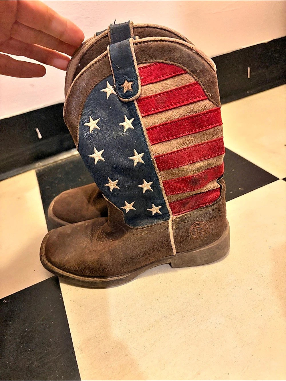 Roper American Patriot Western Boot Ankle Boots Brown & Blue